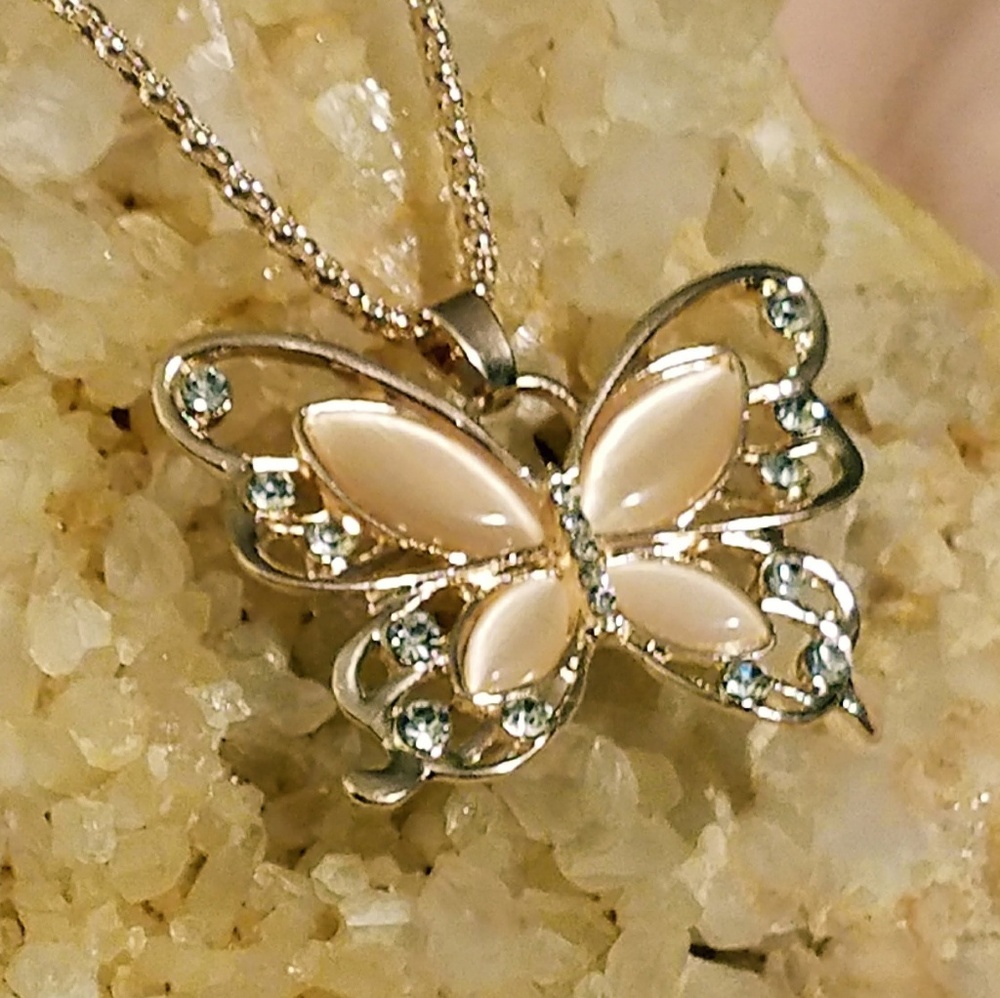 Opal Butterfly Necklace